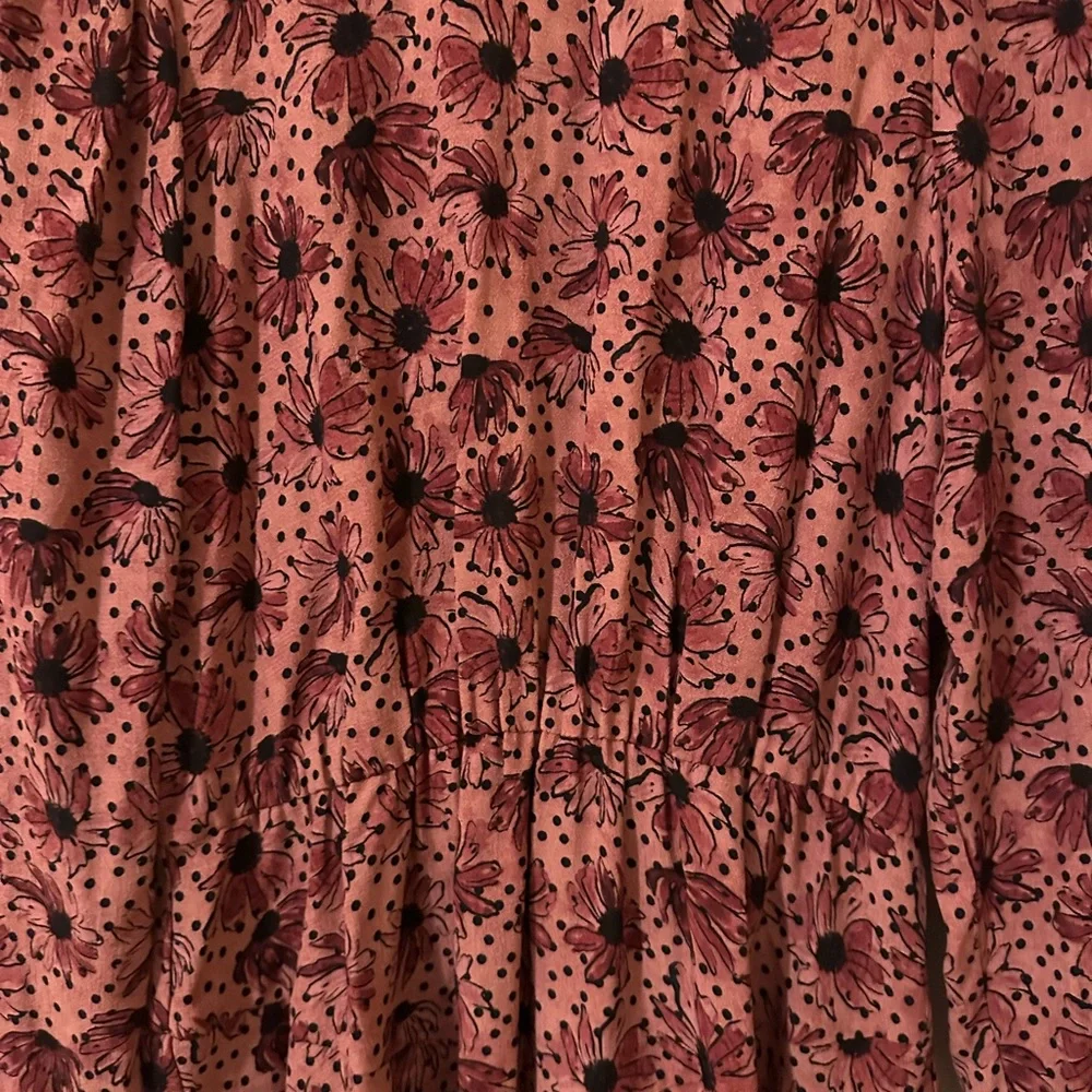 Zara Ruffled Print Marsala Dress - Size XS - Picture 13 of 13